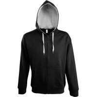 Толстовка мужская на молнии Soul men 290 с контрастным капюшоном черная, M