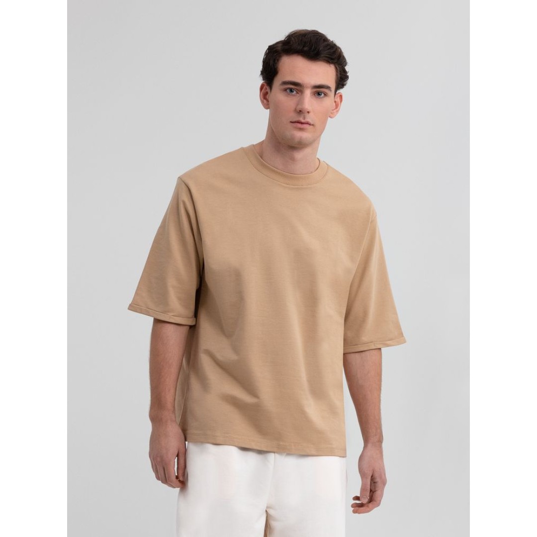 Футболка оверсайз унисекс Kosmos 2.0, бежевая, размер XL/XXL