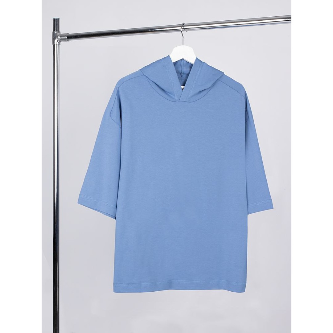 Футболка оверсайз унисекс с капюшоном Neofit, синяя, размер XL/XXL