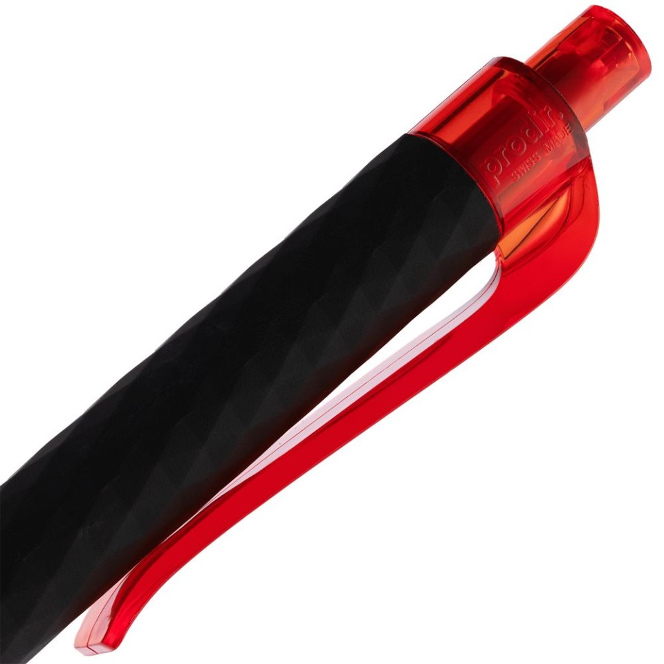Ручка шариковая Prodir QS01 PRT-T Soft Touch, черная с красным