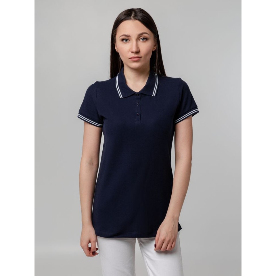 Рубашка поло женская Virma Stripes lady, темно-синяя, L