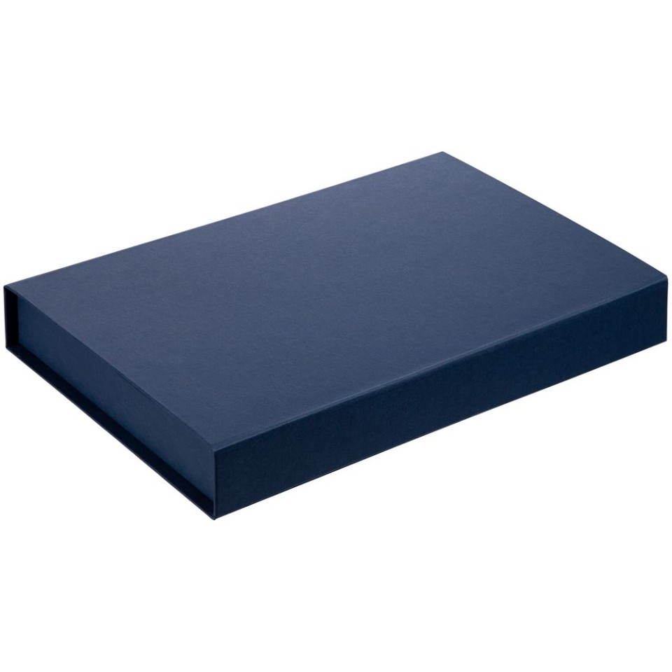 Коробка Silk с ложементом под ежедневник 13x21 см, флешку и ручку, ver. 2, темно-синяя