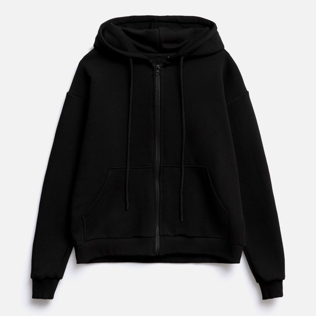 Толстовка унисекс оверсайз на молнии Zippy Terry, черная, размер XS/S