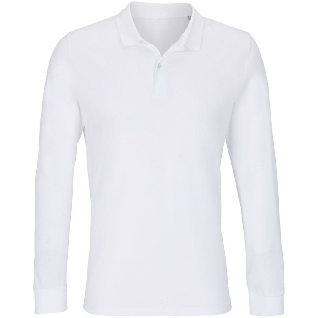 Рубашка поло унисекс с длинным рукавом Planet LSL, белая, размер XXL