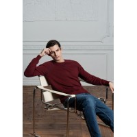 Джемпер Stitch с контрастной отделкой, серый с бордовым, S