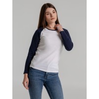 Футболка женская с длинным рукавом Milky LSL белая с темно-синим, S