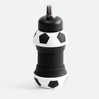 Складная бутылка для воды Football Flex, белая с черным