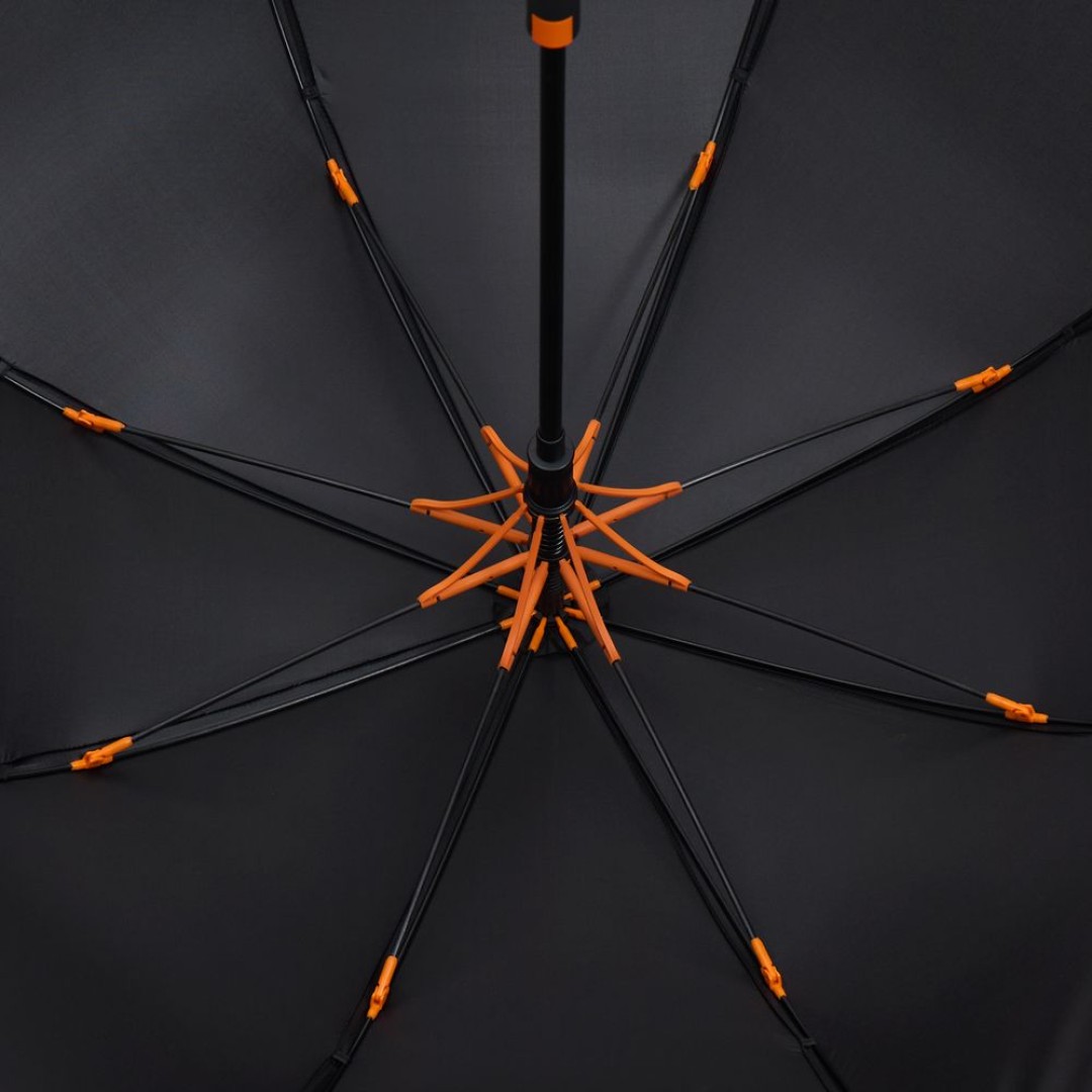 Зонт-трость Hidecolor с цветными спицами, черный с оранжевым