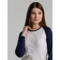 Футболка женская с длинным рукавом Milky LSL белая с темно-синим, S