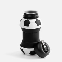 Складная бутылка для воды Football Flex, белая с черным