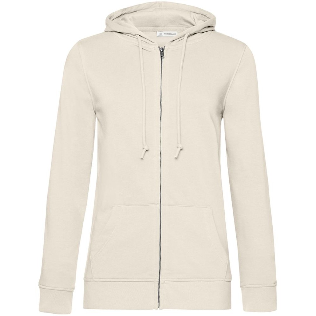 Толстовка на молнии с капюшоном женская BNC Inspire (Organic), молочно-белая, XS