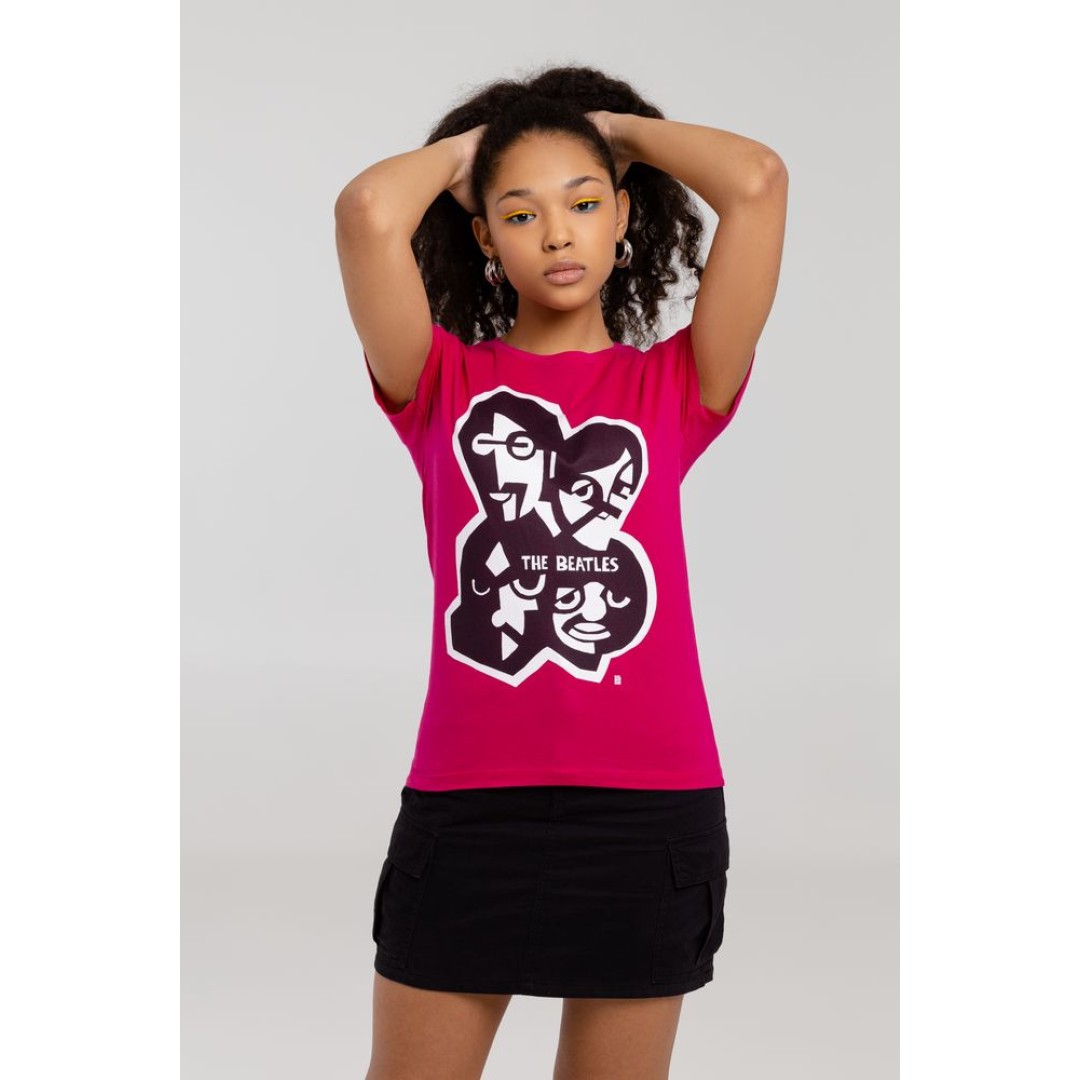 Футболка женская «Меламед. The Beatles», ярко-розовая (фуксия), S