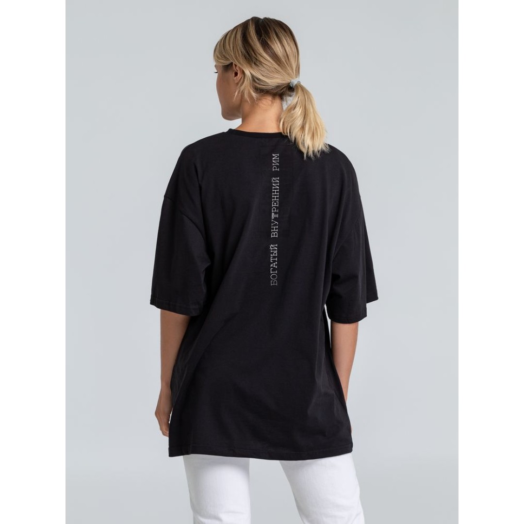 Футболка оверсайз «Внутренний Рим», черная, размер XS/S