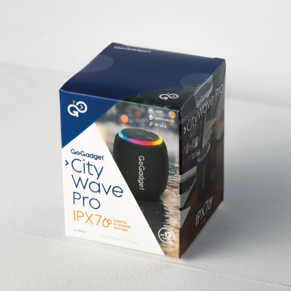 Водонепроницаемая колонка с подсветкой CityWave Pro, черная