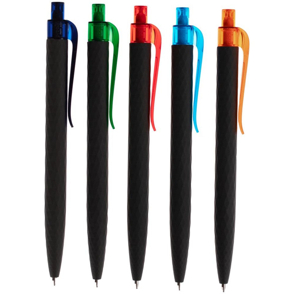 Ручка шариковая Prodir QS01 PRT-T Soft Touch, черная с голубым