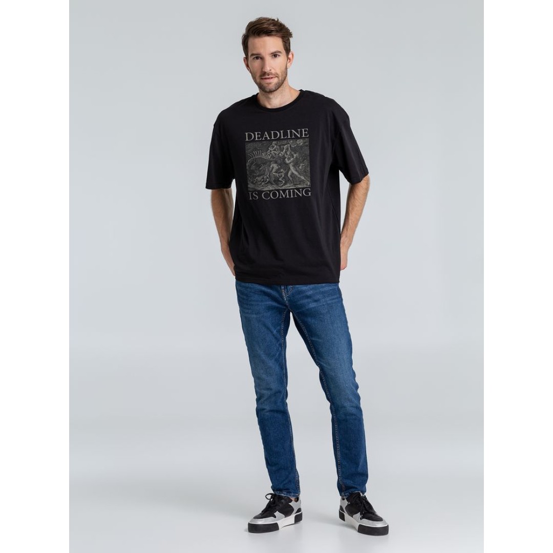 Футболка оверсайз Deadline, черная, размер XS/S