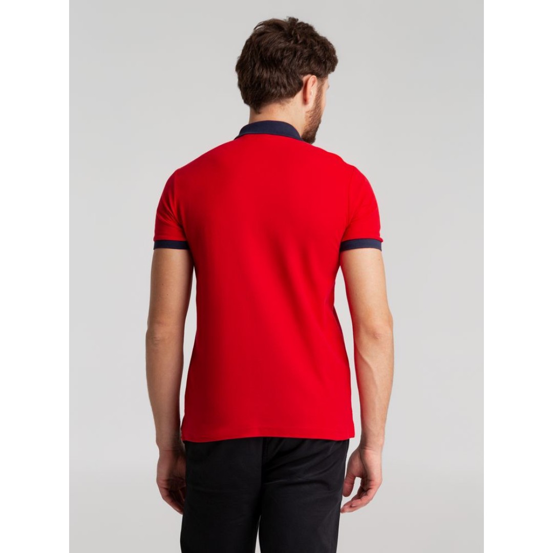 Рубашка поло Prince 190, красная с темно-синим, L