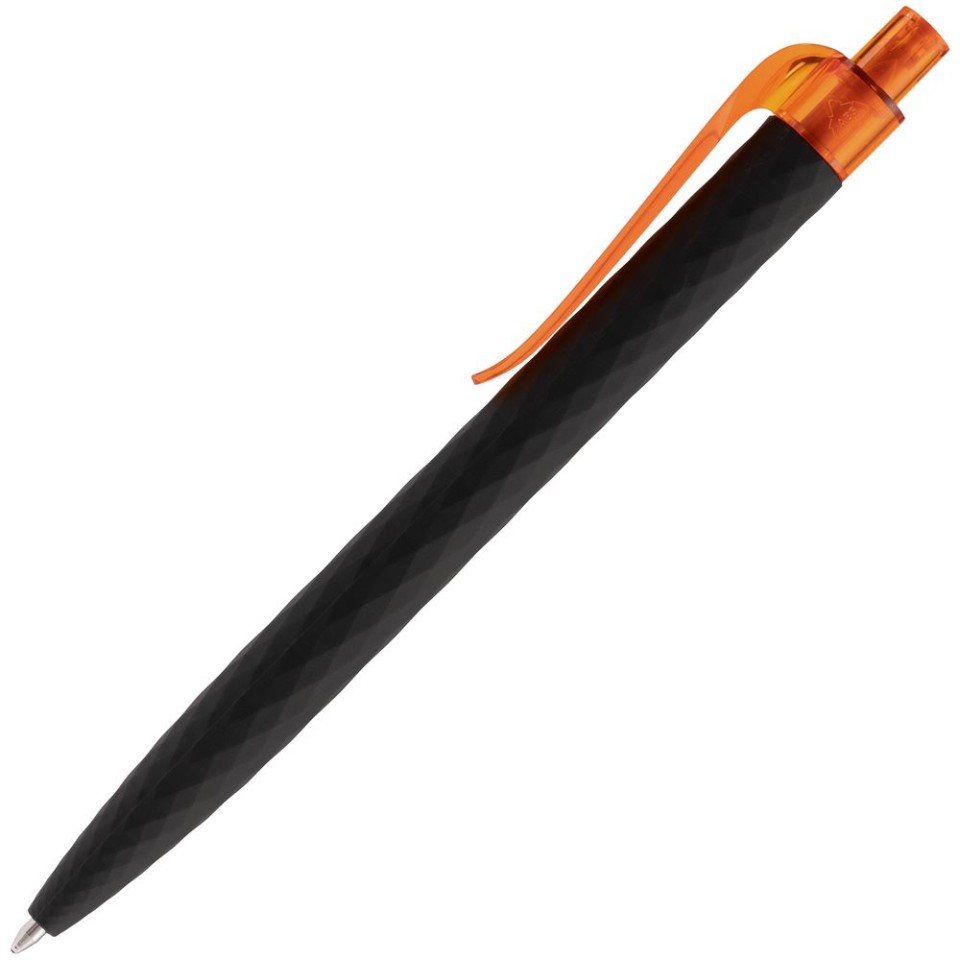 Ручка шариковая Prodir QS01 PRT-T Soft Touch, черная с оранжевым