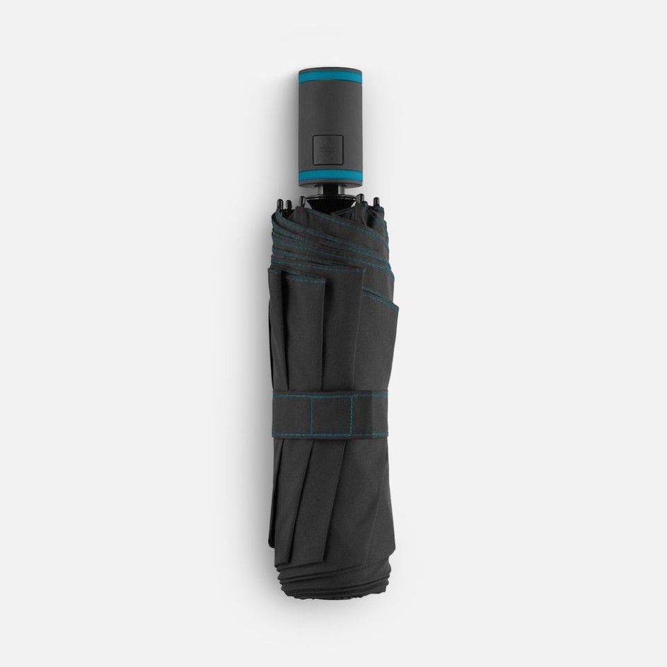 Зонт складной AOC Mini с цветными спицами, бирюзовый