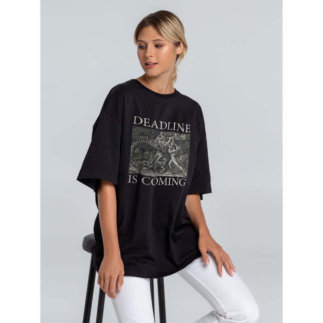 Футболка оверсайз Deadline, черная, размер XS/S