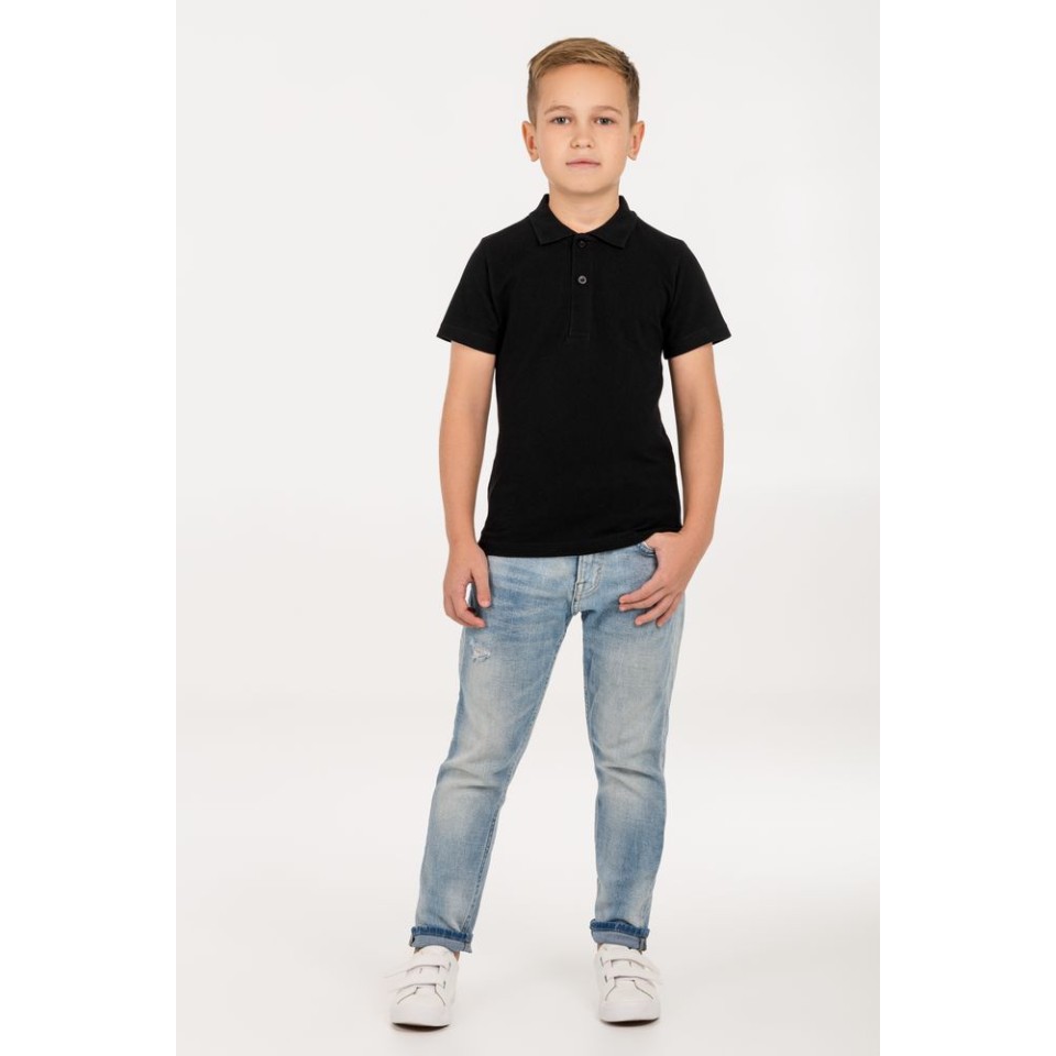 Рубашка поло детская Virma Kids, черная, 6 лет