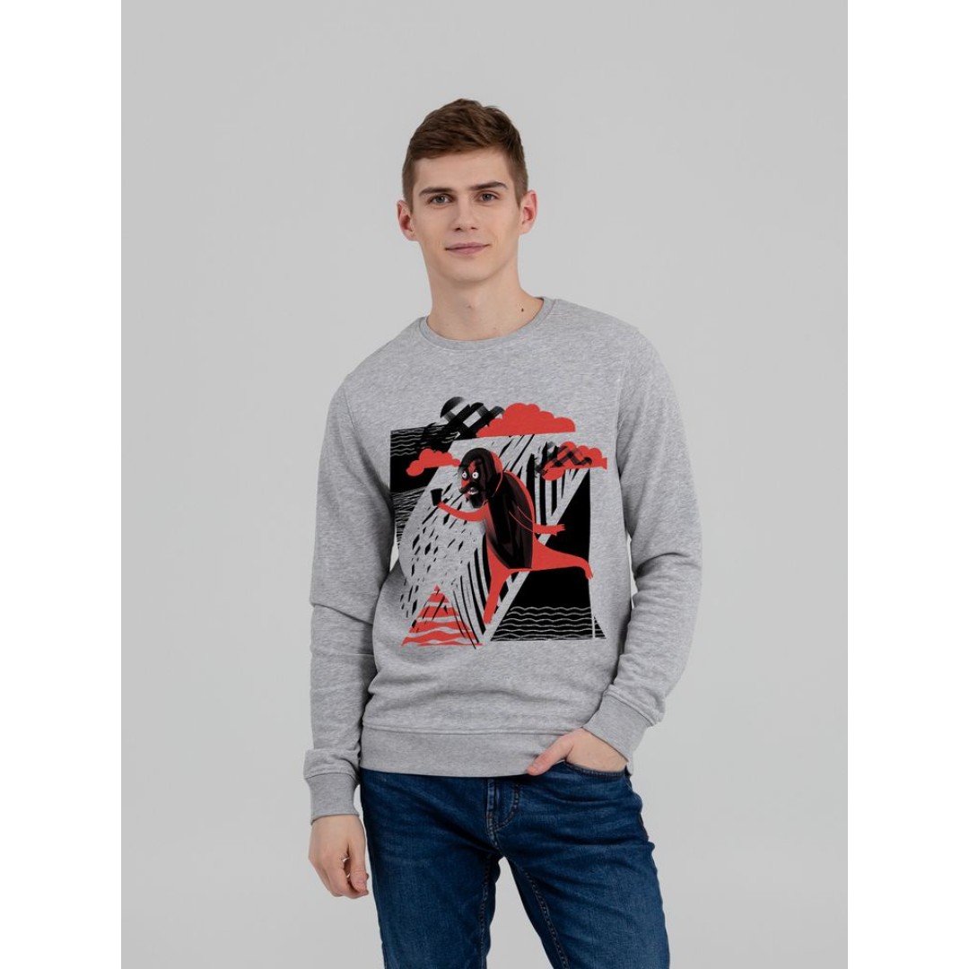 Свитшот «Преодолень», серый меланж, S