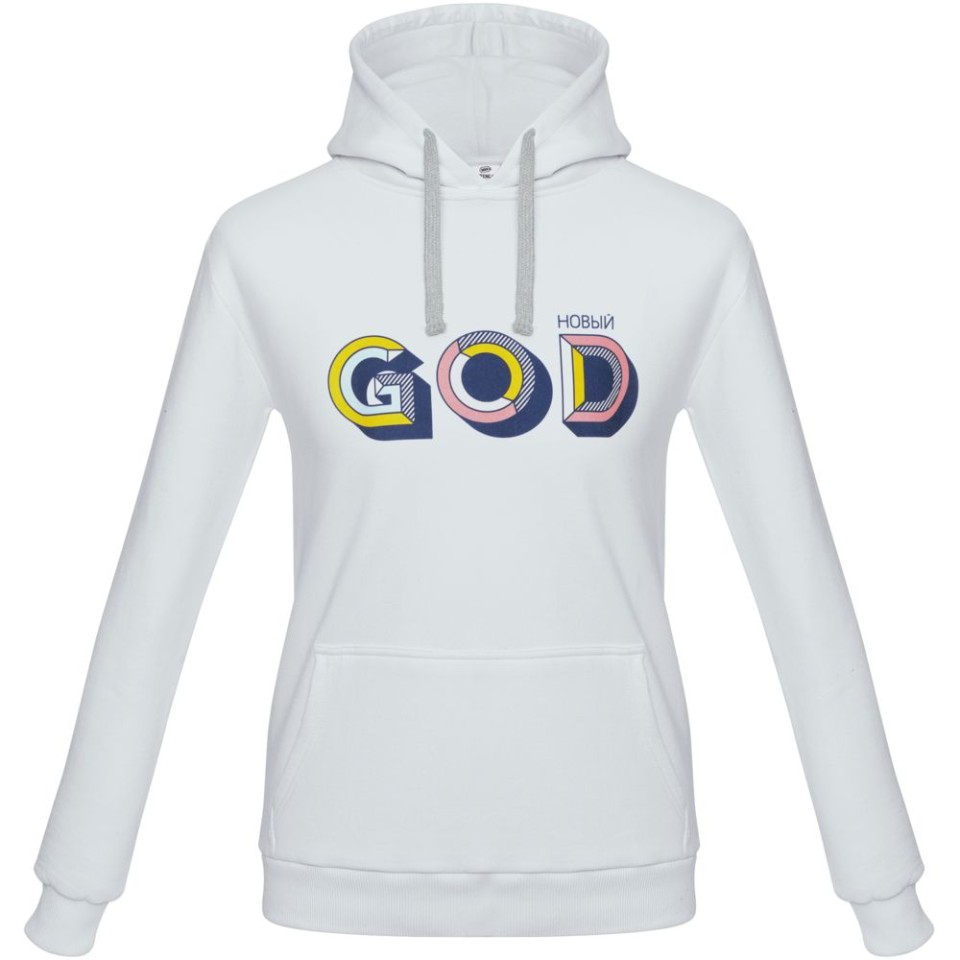 Толстовка с капюшоном «Новый GOD», белая, XS