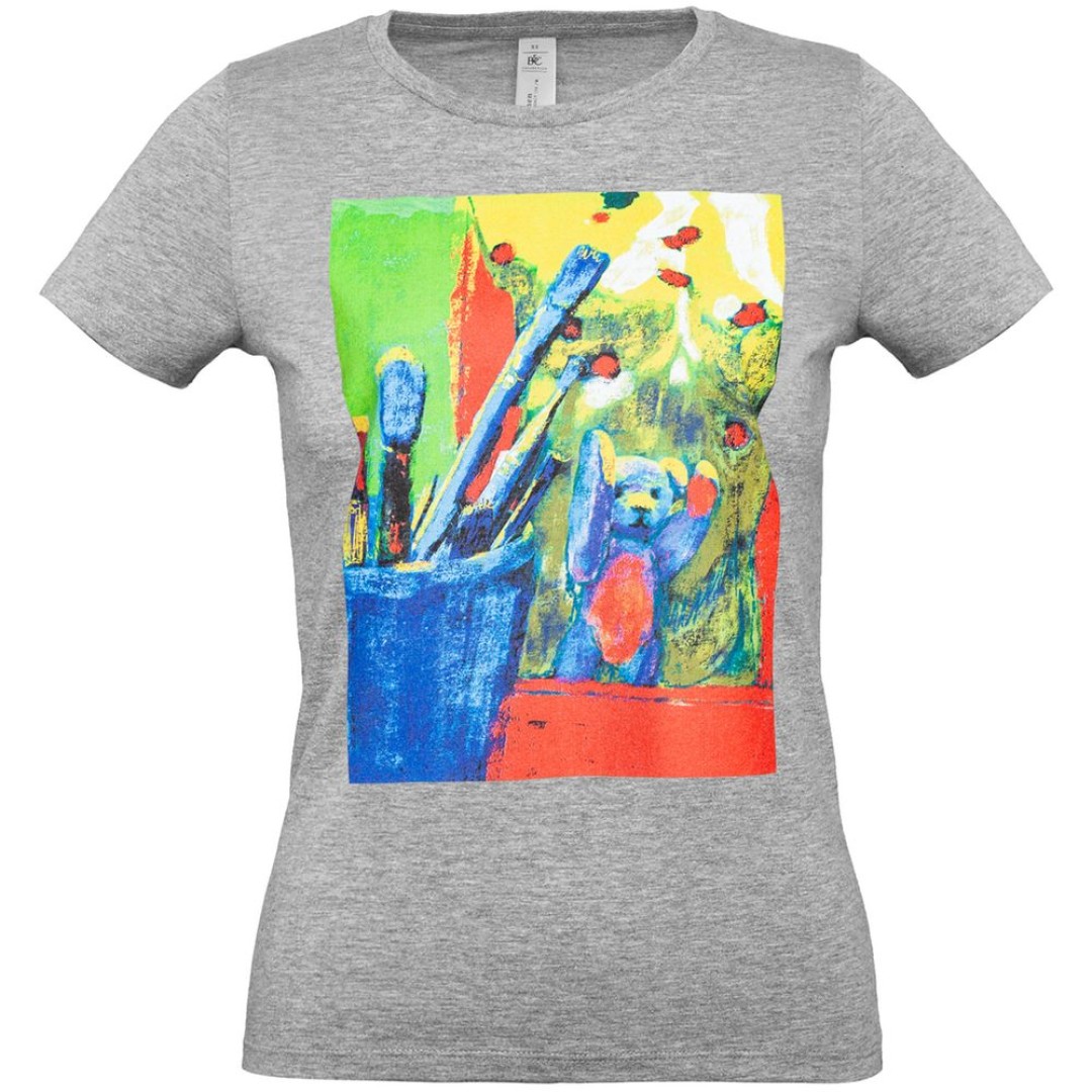 Футболка женская Artist Bear, серый меланж, M