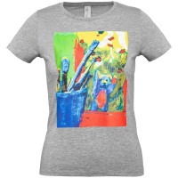 Футболка женская Artist Bear, серый меланж, S