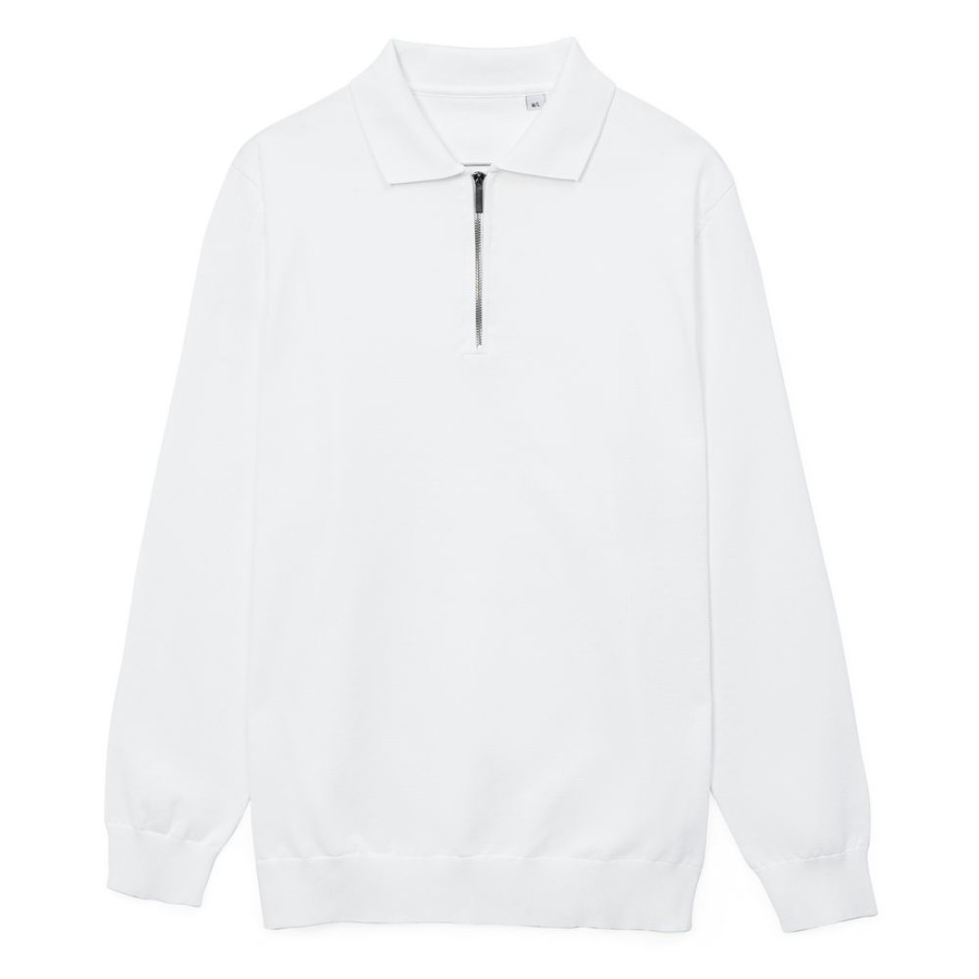 Рубашка поло мужская с длинным рукавом Terrazzo, белая, размер 2XL/3XL