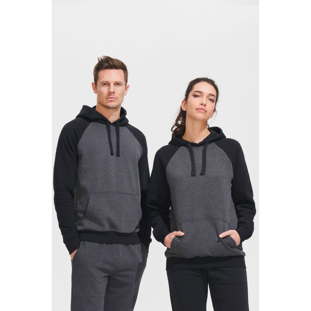 Толстовка унисекс Seattle темный меланж/черный, 3XL