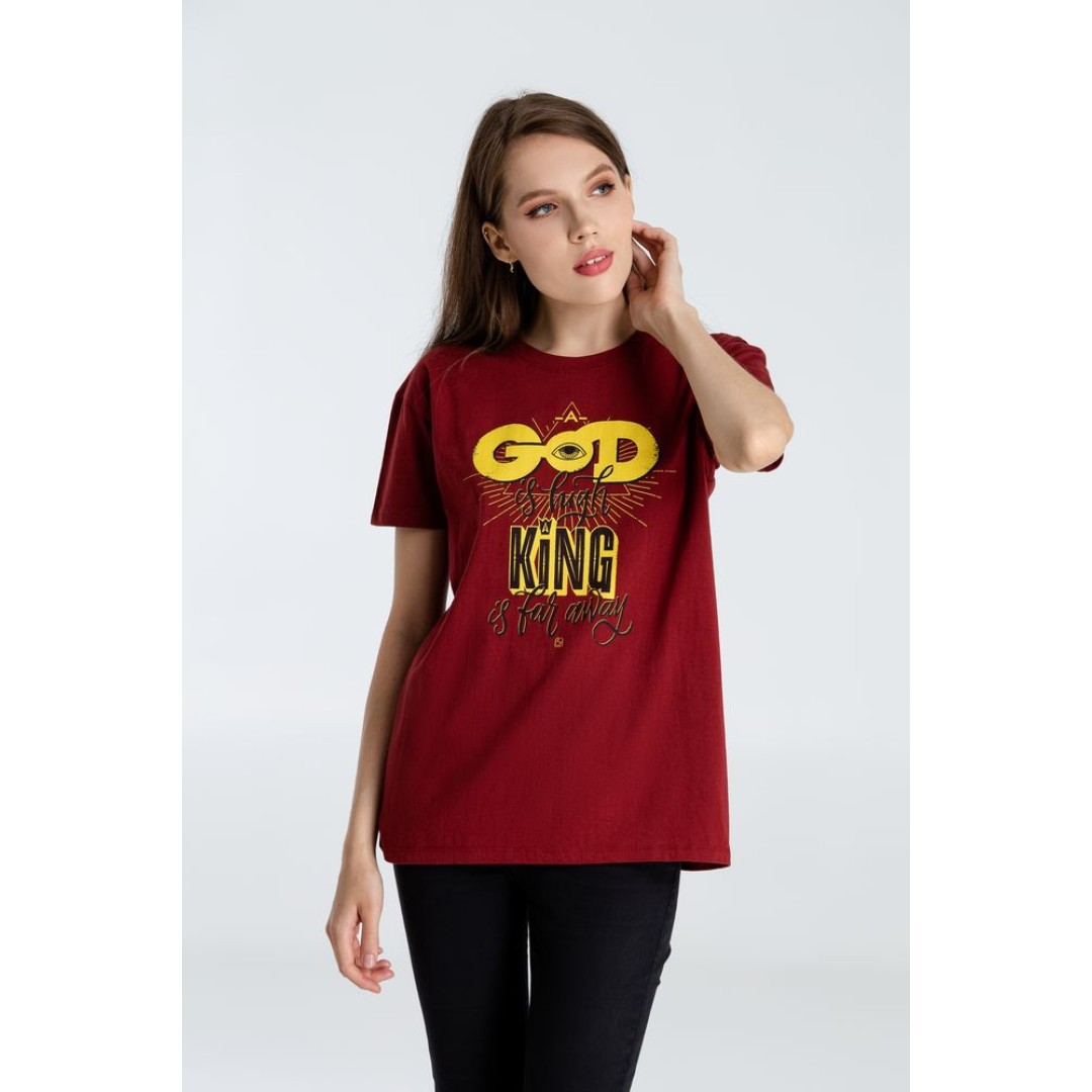 Футболка A God is High, гранатово-красная, S