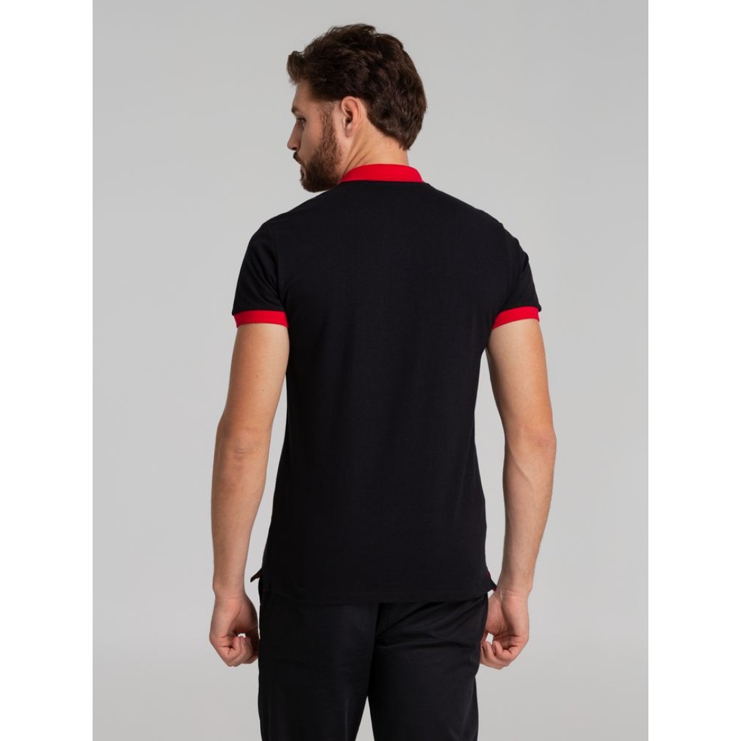 Рубашка поло Prince 190 черная с красным, M