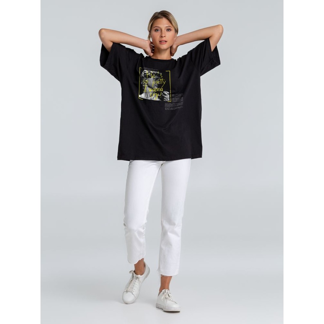 Футболка оверсайз «He is So Pretty. Давид», черная, размер XS/S