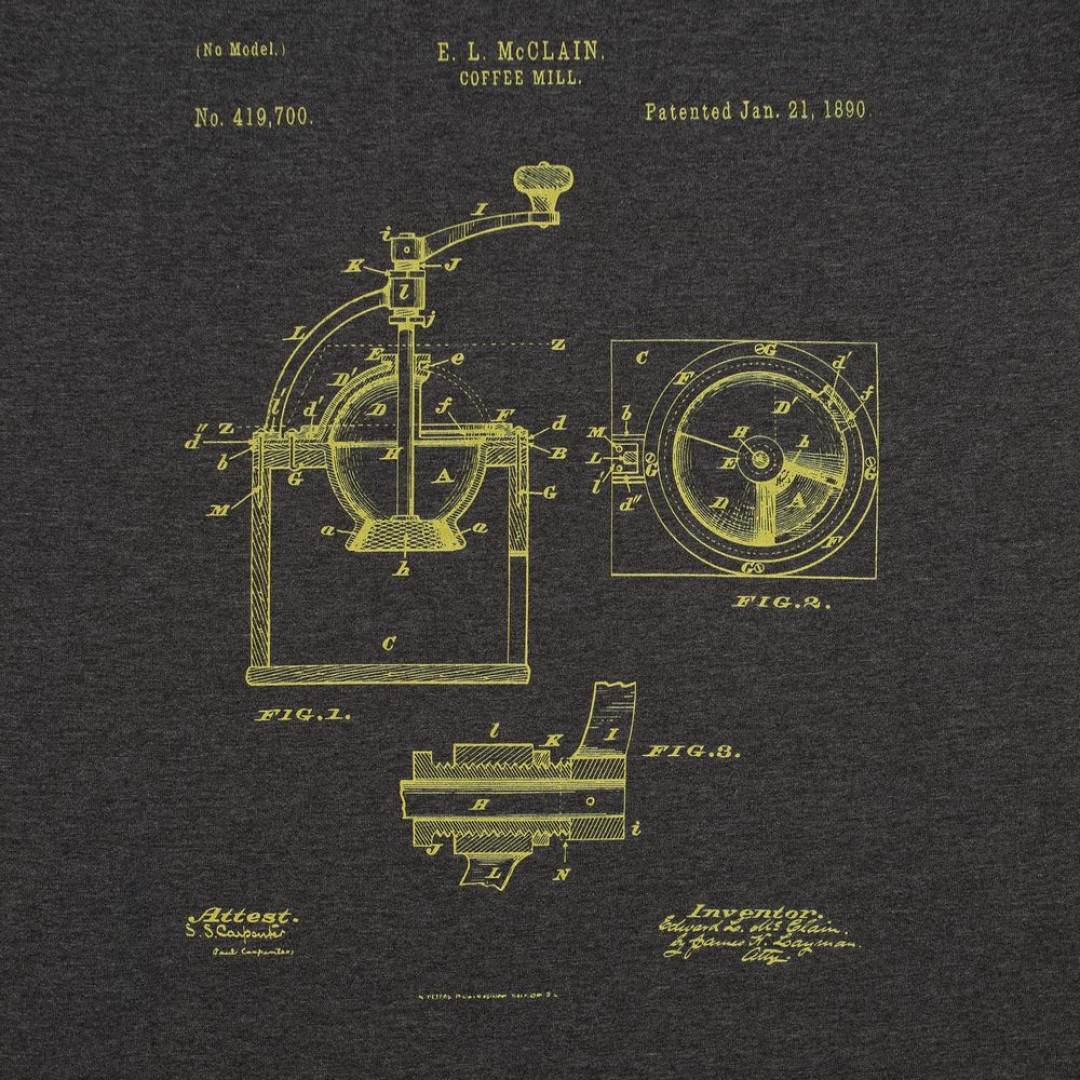 Футболка приталенная Old Patents. Coffee Mill, черный меланж, S