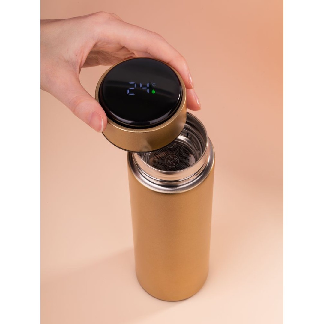 Смарт-бутылка с заменяемой батарейкой Long Therm, золотистая