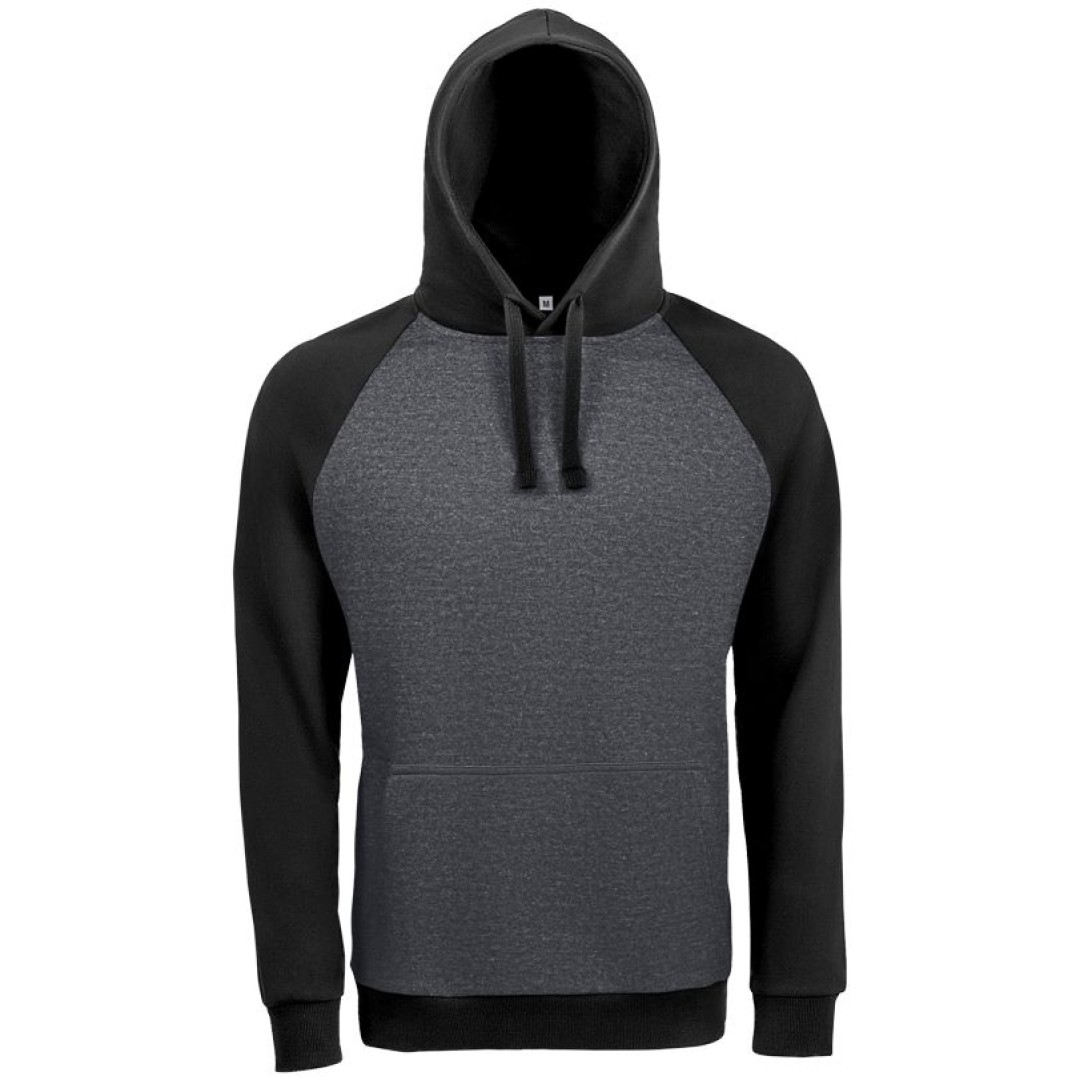 Толстовка унисекс Seattle темный меланж/черный, 3XL