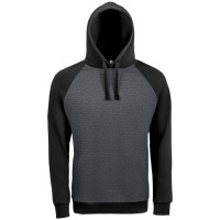 Толстовка унисекс Seattle темный меланж/черный, XXL