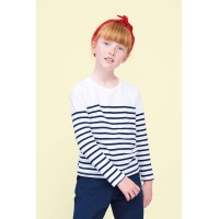 Футболка детская с длинным рукавом Matelot LSL Kids, белая с темно-синим, на рост 96-104 см (4 года)