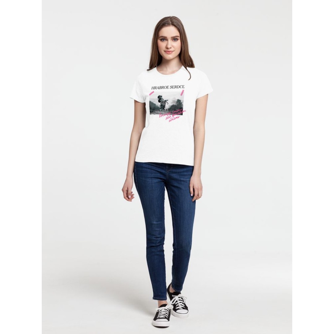 Футболка женская «Храброе сердце», белая, XL