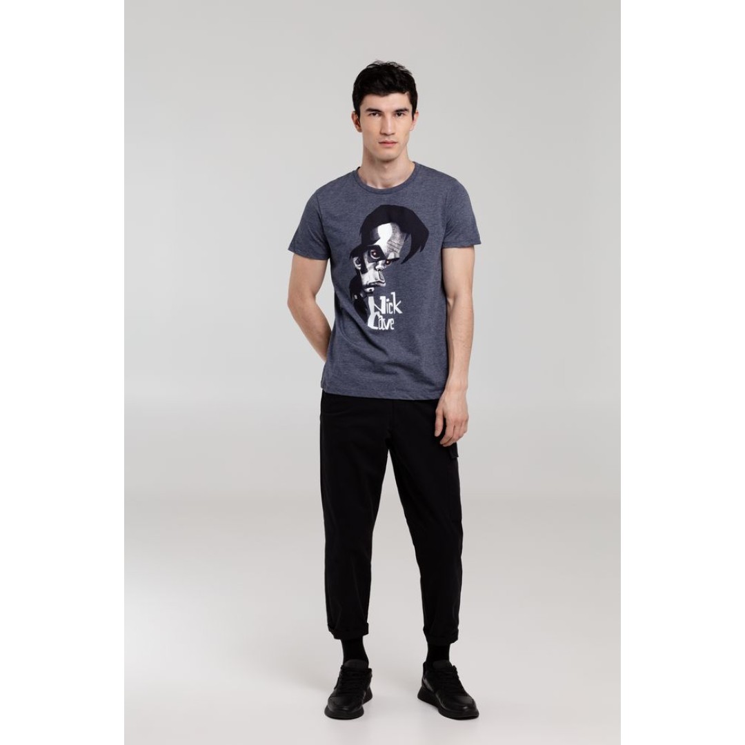 Футболка «Меламед. Nick Cave», темно-синий меланж, S