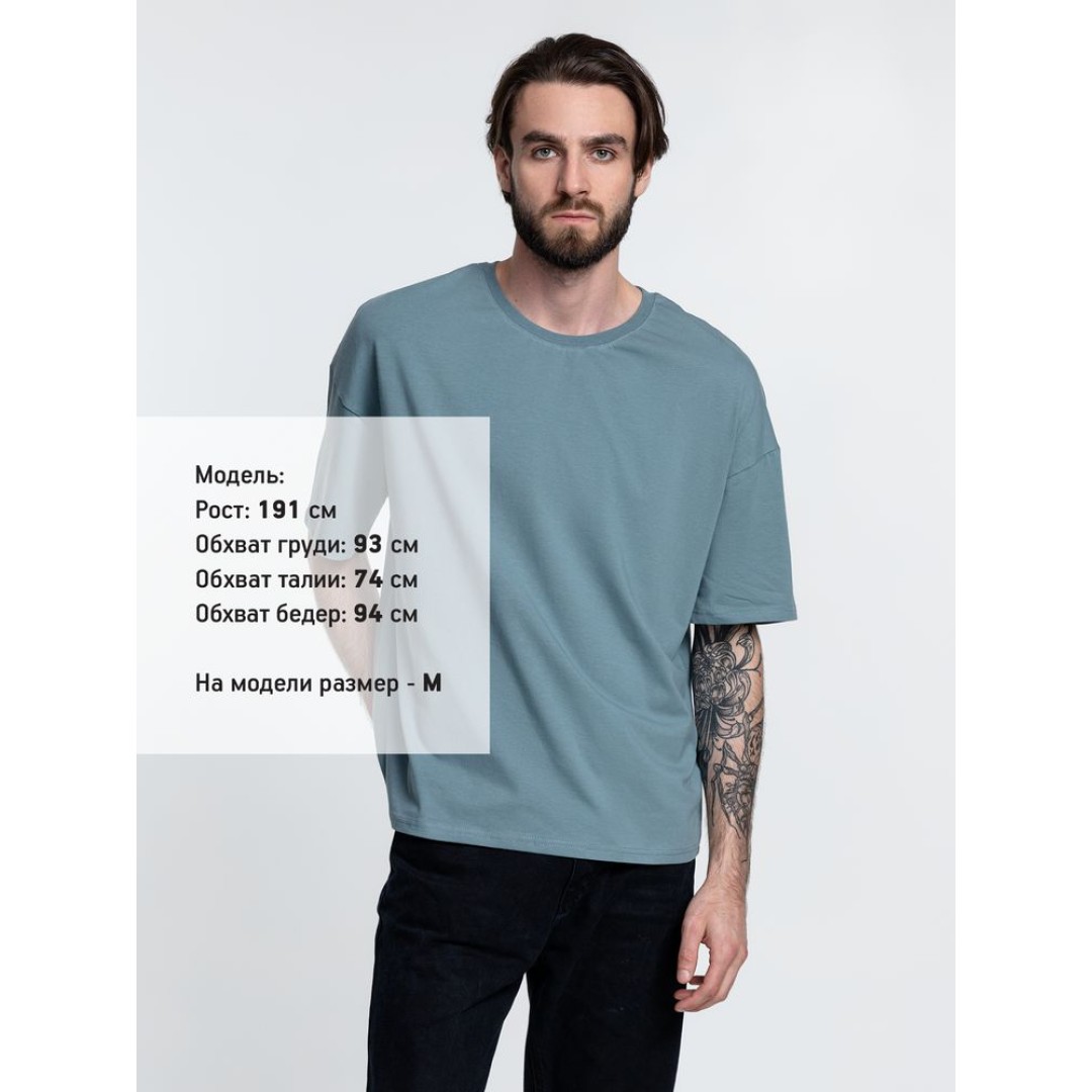 Футболка унисекс оверсайз Crosstown, серо-зеленая, размер L