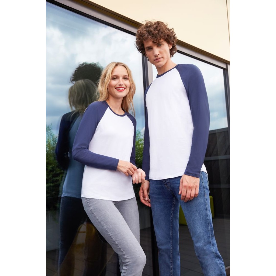 Футболка мужская с длинным рукавом Funky LSL белая с ярко-синим, XXL