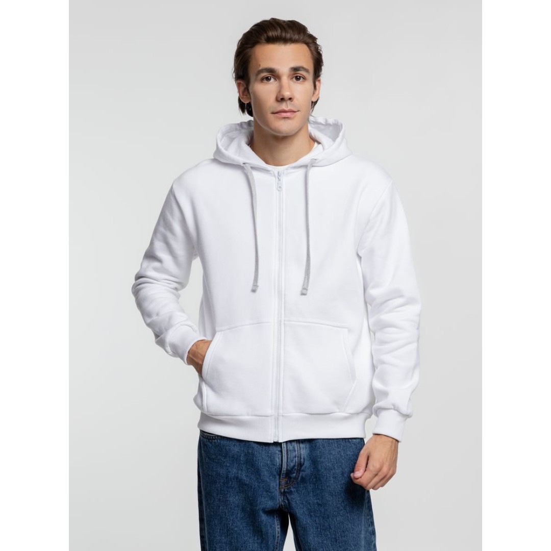 Толстовка на молнии с капюшоном Siverga Heavy, белая (белоснежная), размер L