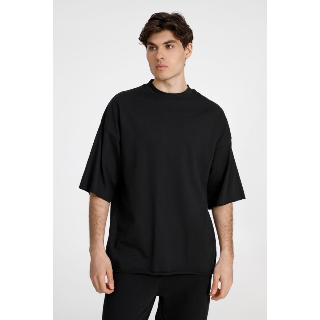 Футболка оверсайз унисекс T9, черная, размер M/L