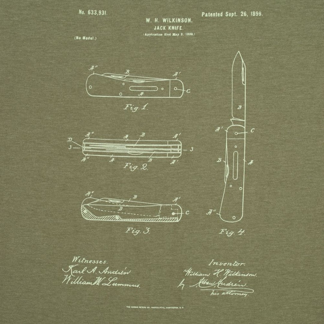 Футболка приталенная Old Patents. Knife, меланж хаки, S