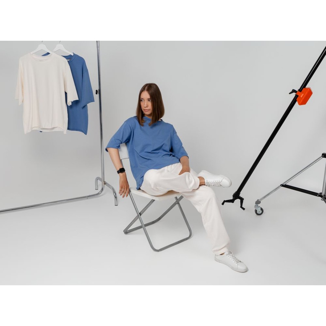 Футболка оверсайз Vozduh 2.0, синяя, размер M/L