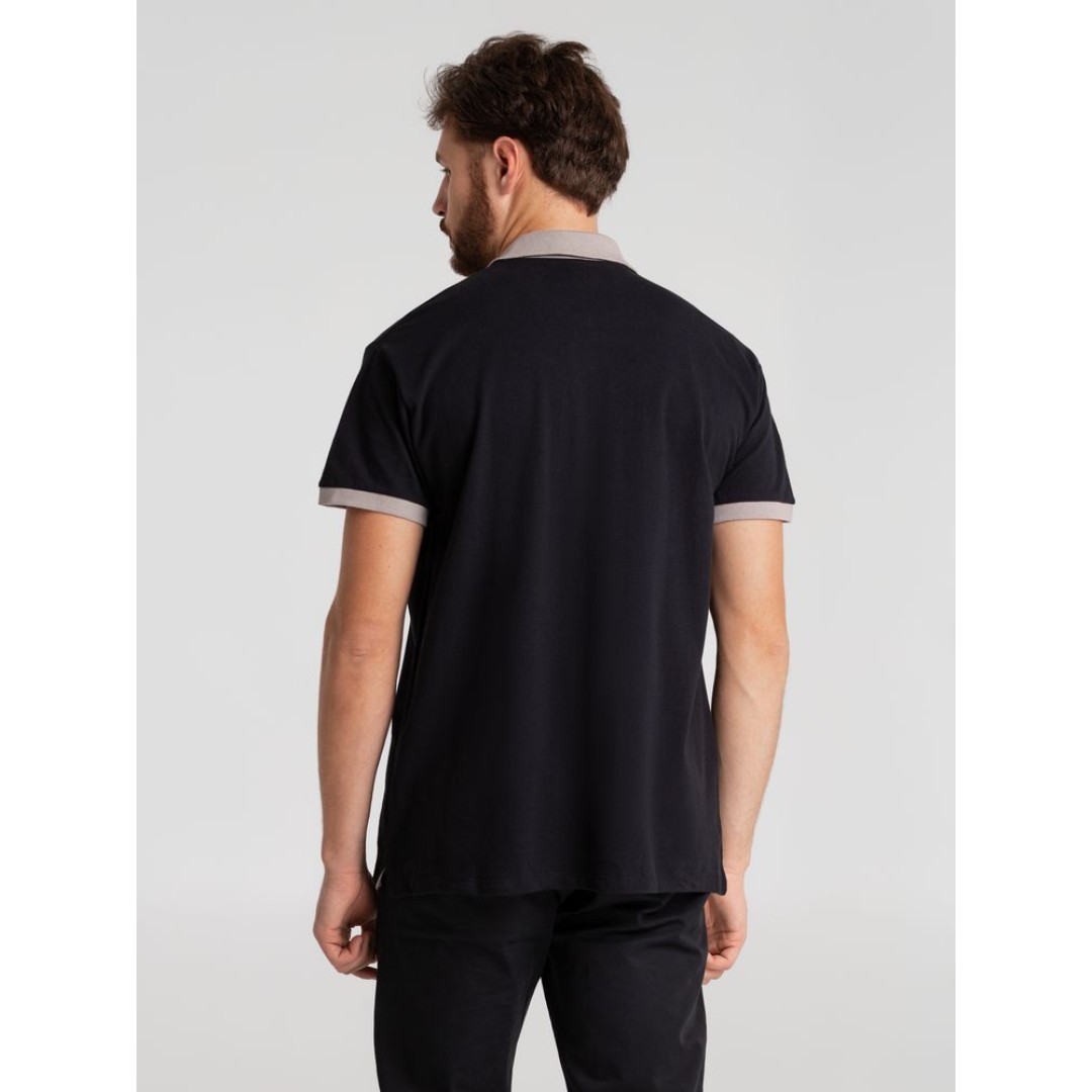 Рубашка поло Prince 190 черная с серым, L