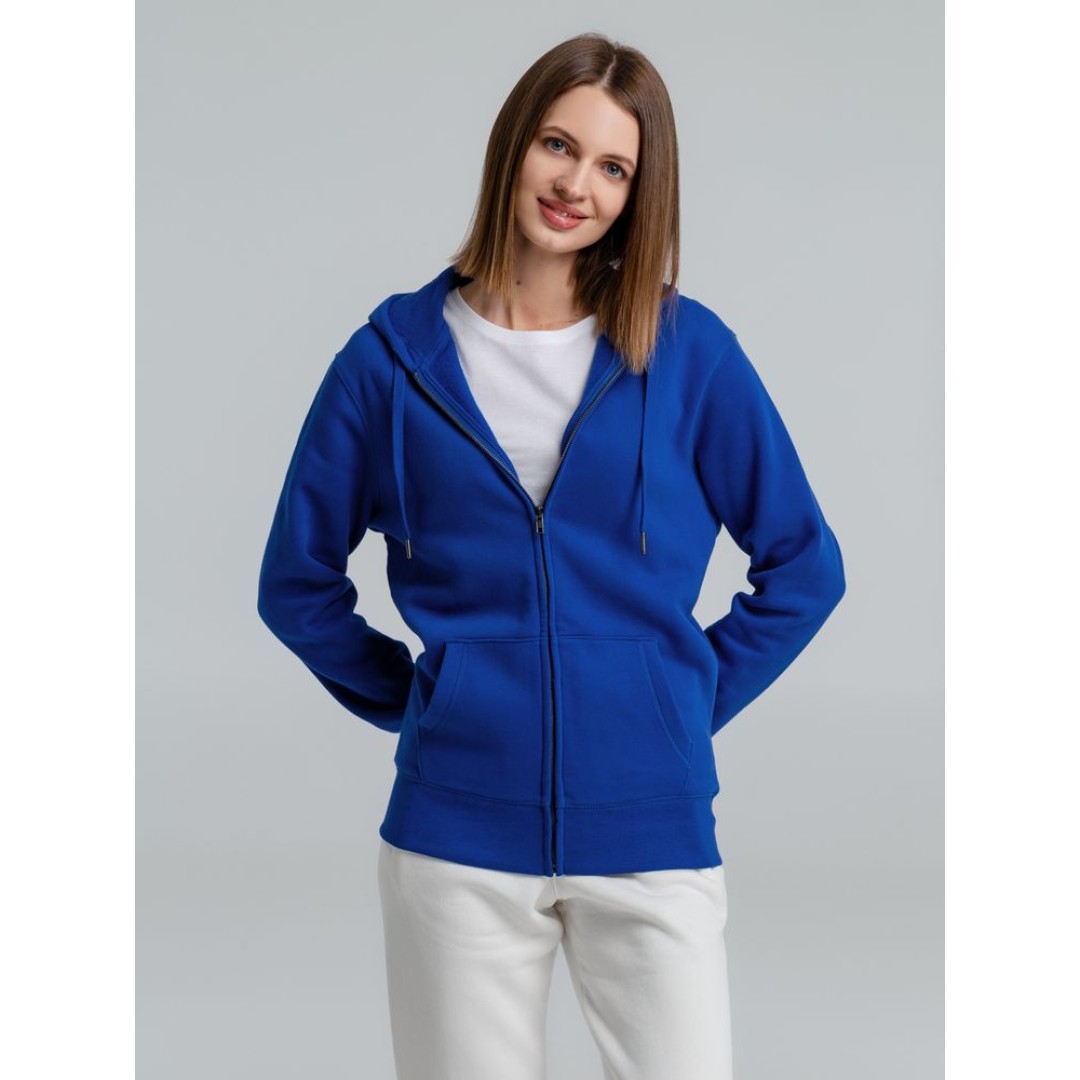 Толстовка на молнии с капюшоном унисекс King, ярко-синяя, XS