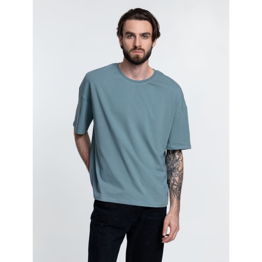 Футболка унисекс оверсайз Crosstown, серо-зеленая, размер L